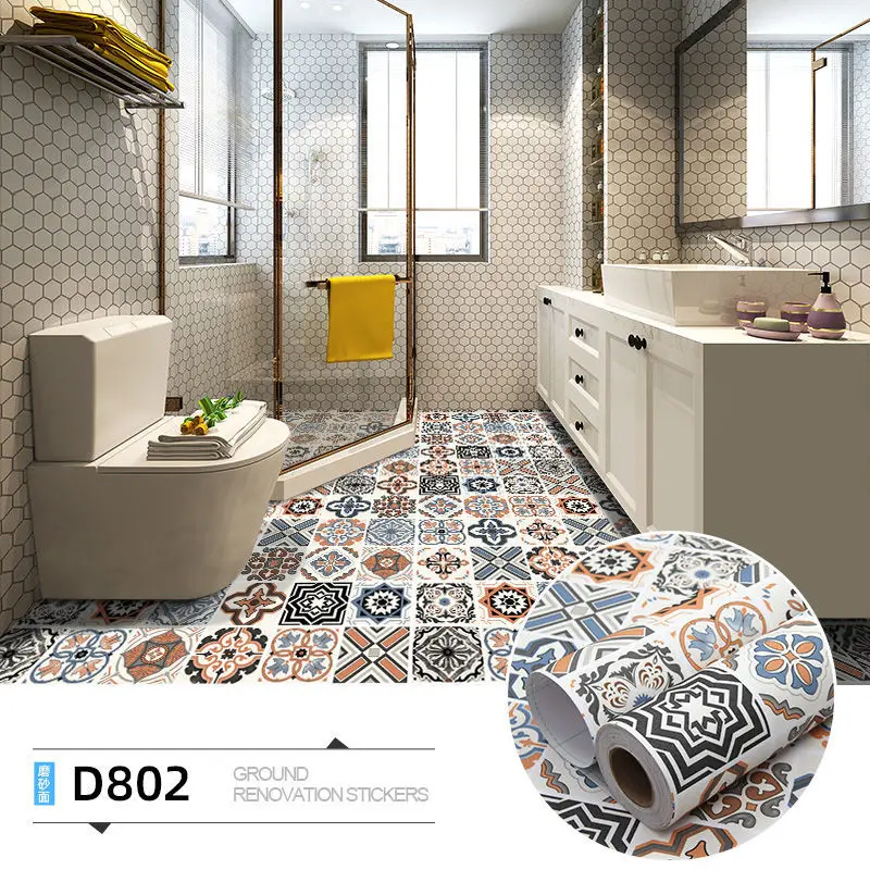 

Floor Stickers Bathroom Kitchen Waterproof Non-slip Wear-resistant Floor Home Contact Paper Wall Decorations Living Room