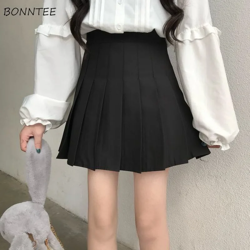 

Skirts Women Pleated Japanese Style Summer Pure Schoolgirl Stylish Mini Faldas De Mujer Simple Empire Soft Preppy All-match Ins