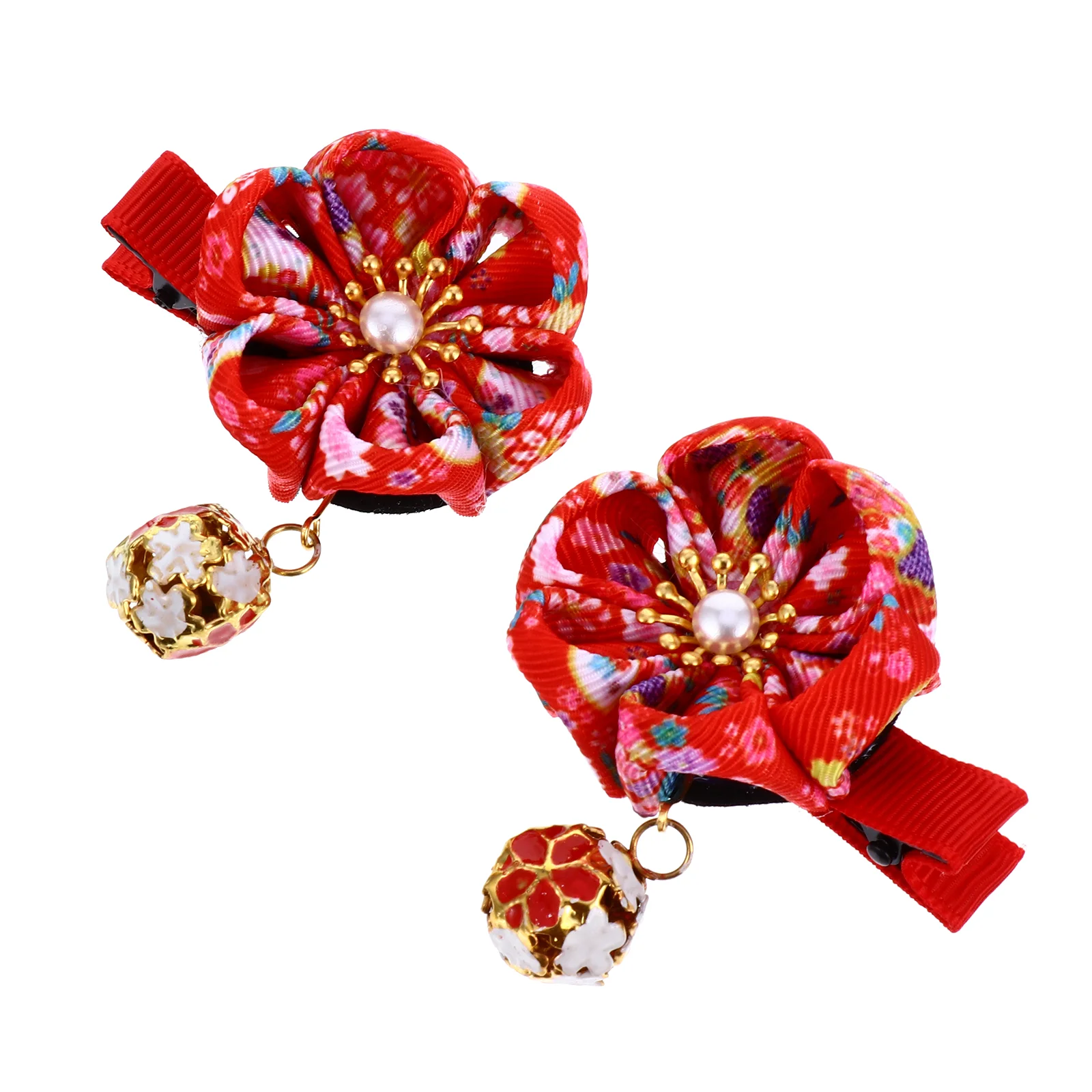 

2 Pcs Little Plum Blossom Headdress Children's Decorative Hairpin Ornament Kids Rhinestone Fringe Trim Japanese Accessories