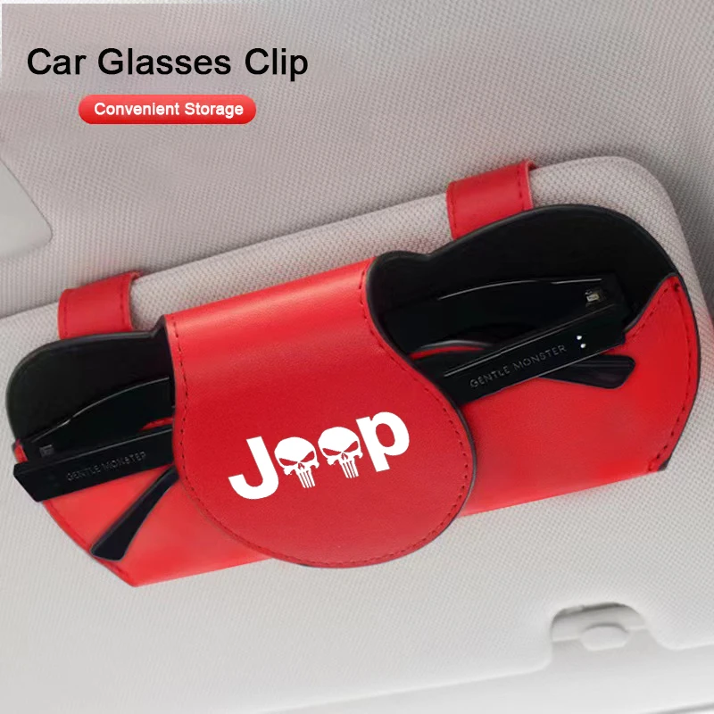 

Car Sunglasses Box Case For Jeep Eagle Wrangler JK JL TJ Renegade Grand Cherokee Compass Car Glasses Clip Sunshade Storage Bag