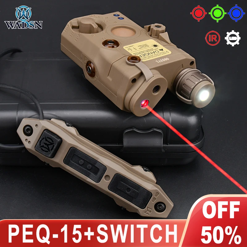 WADSN PEQ-15 Red Green IR Dot Laser LED Flashlight Hunting Weapon Sight Airsoft PEQ DBAL Dual Function Remote Pressure Switch