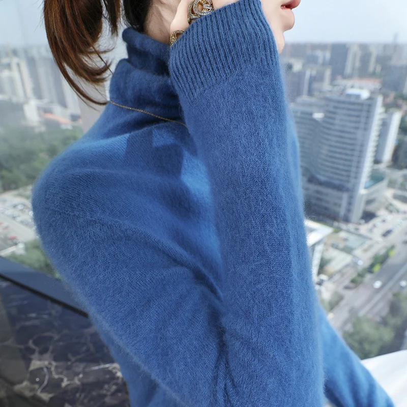 Женская водолазка 2024 осенне-зимний кашемировый свитер повседневный однотонный