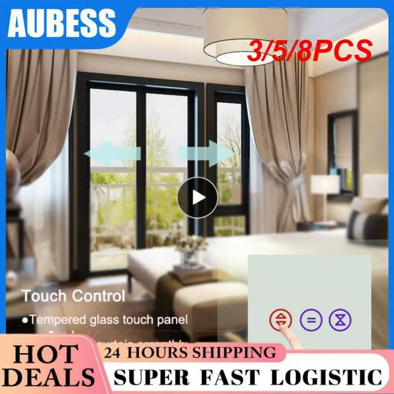 

3/5/8PCS 10a Wifi Smart Switch Tuya Wall Panel Switch Led Backlight Touch Curtain Switch App Control Smart Home Smart Life
