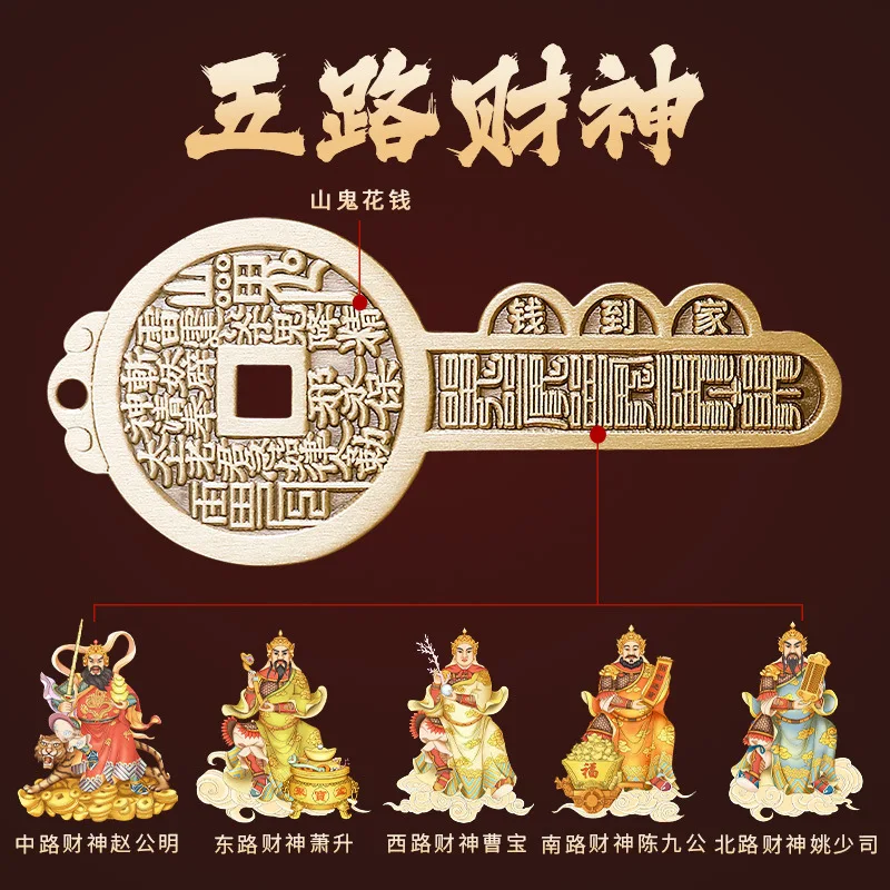 Фото Taoist Brass Bagua Гора призраки тратить ключ богатство дом пять императоров денежный кулон переносное украшение №2