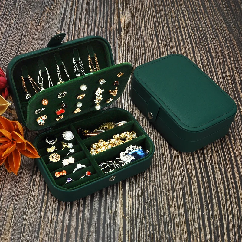 

Jewelry Organizer Display Travel Jewelry Case Boxes Portable Locket Necklace Jewelry Box Leather Storage Earring Ring Holder
