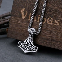 316l stainless steel viking vintage mjolnir thors hammer necklace mens celtic knot amulet charm hip hop biker pendant jewelry