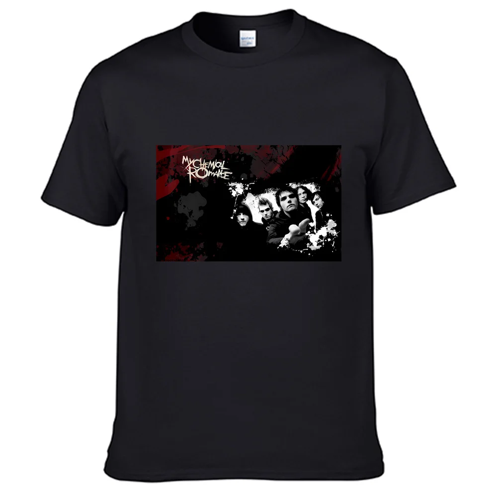 

Amazing 100% cotton Men's T-shirt my chemical romance Men's T-shirt punk rock music casual Classic 5 people logo T-shirt