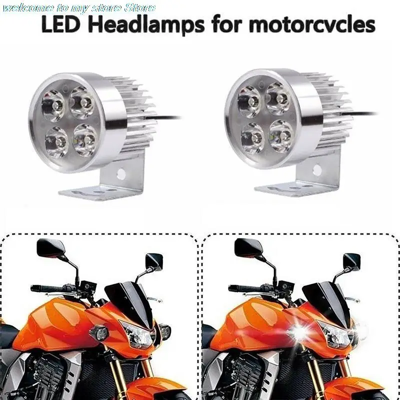 1pc 4LED Motorcycle Headlight Spot Light DRL Driving Fog Lamp Waterproof 12-85V