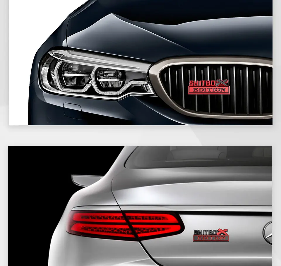 

Car Sticker SHITBOX Edition Badge Matel Emblem Front Hood Grille for BMW Audi Volvo Toyota Seat Ford Geely Nissan Mazda Skoda