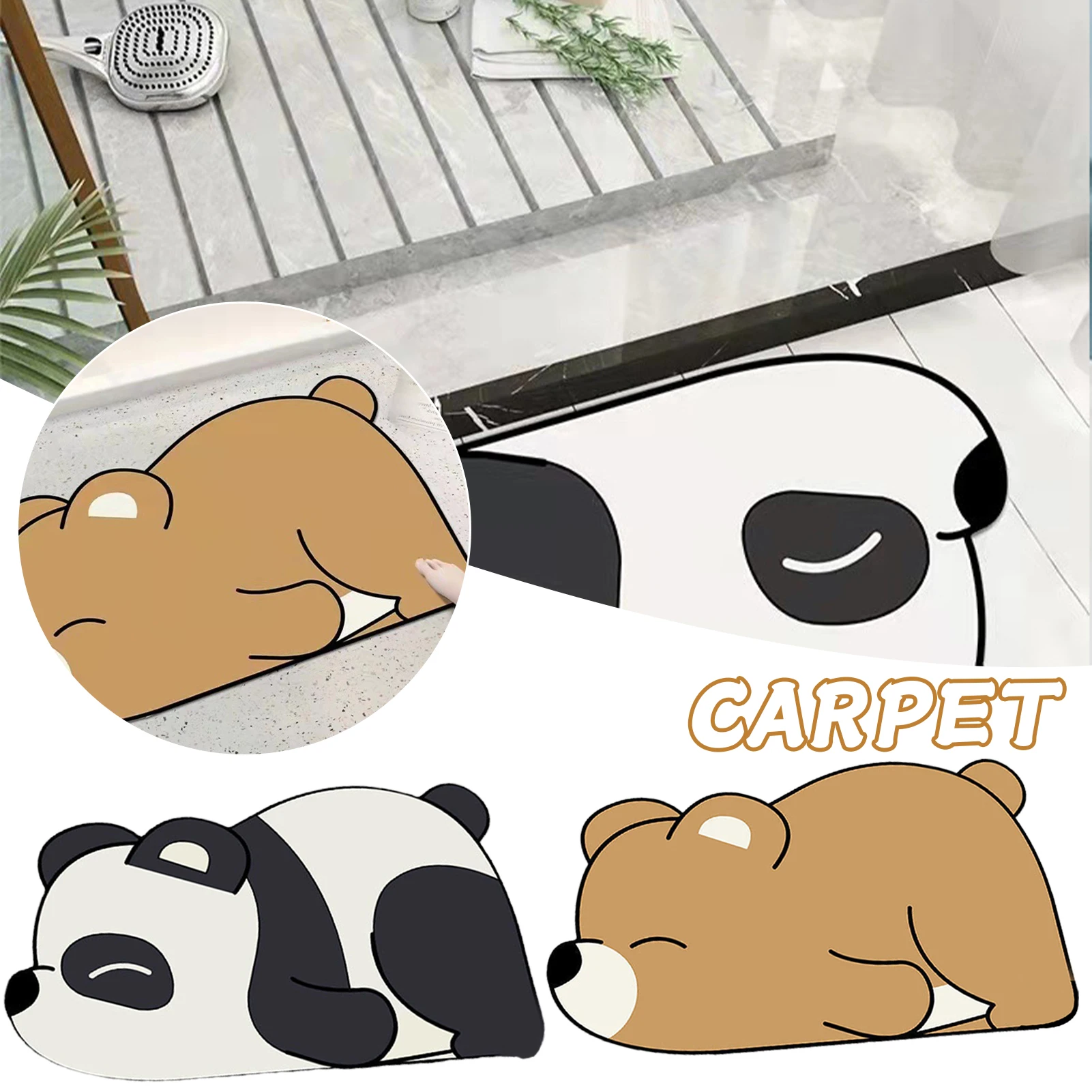 

Cute Cartoon Bathroom Soft Mat Absorbent Non-Slip Rug Quick Drying Doormat Durable Washable Toilet Blanket Bath Mat