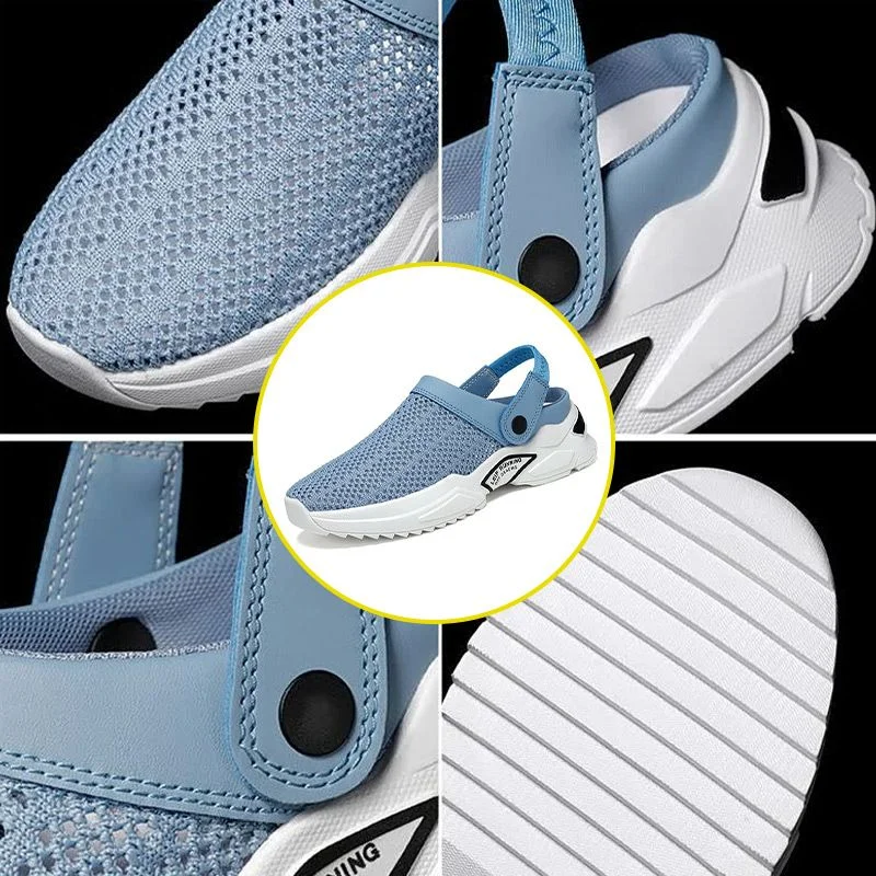 2022 Men Mesh Hollow And Breathable Summer Sandal Mules Padded Beach Flip Flops Non-Slip Shoes Solid Flat Bath Slippers Outside