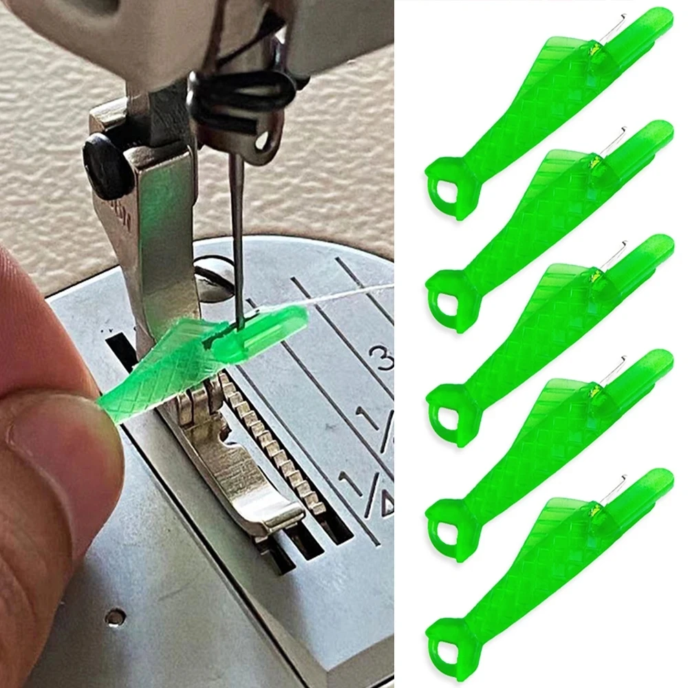 

5pcs/10pcs Quickly Auto Needle Threader DIY Sewing Tools Green Fish Threader Home Hand Machine Sewing Automatic Thread Device