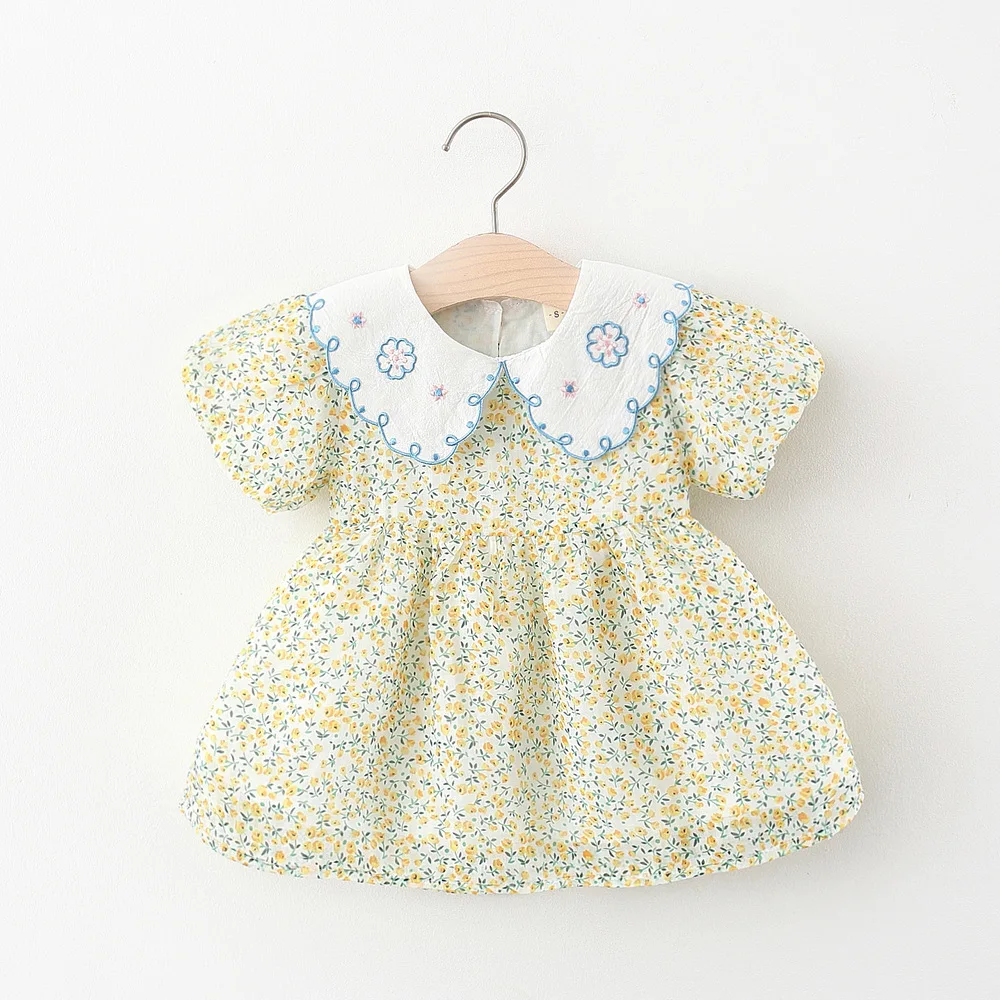 

5Pcs/Lot Wholesale Summer Clothes Girl Dresses Infant Clothes Embroidery Cute Print Short Sleeve Flowers Kids Princess Dress