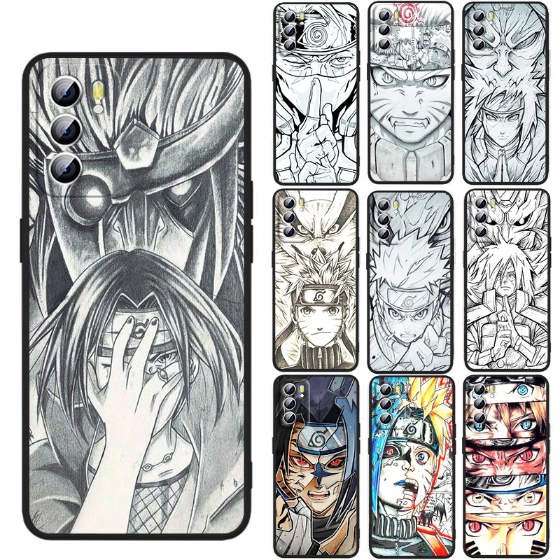 

Naruto Hand Drawn Sketch For OPPO Reno 7 6 5 4 3 SE Z F Pro Plus 4G 5G Black Phone Case Silicone Cover Soft Shell Funda Capa