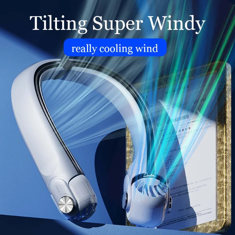 

Tilt Rotor Neck Fan 3 Speeds Portable Neck Fan Hands-Free Neckband Cooling Fan Mini USB Rechargeable Air Conditioner Turbo Fans