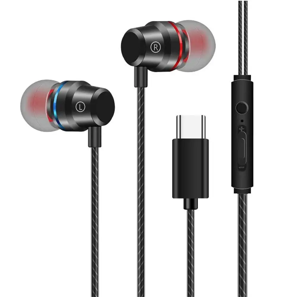 

Type-C Wired Headphones In-Ear Noise Canceling Headphone Wire-Controlled Earphone With Wire Headset For Xiaomi Android Earbuds