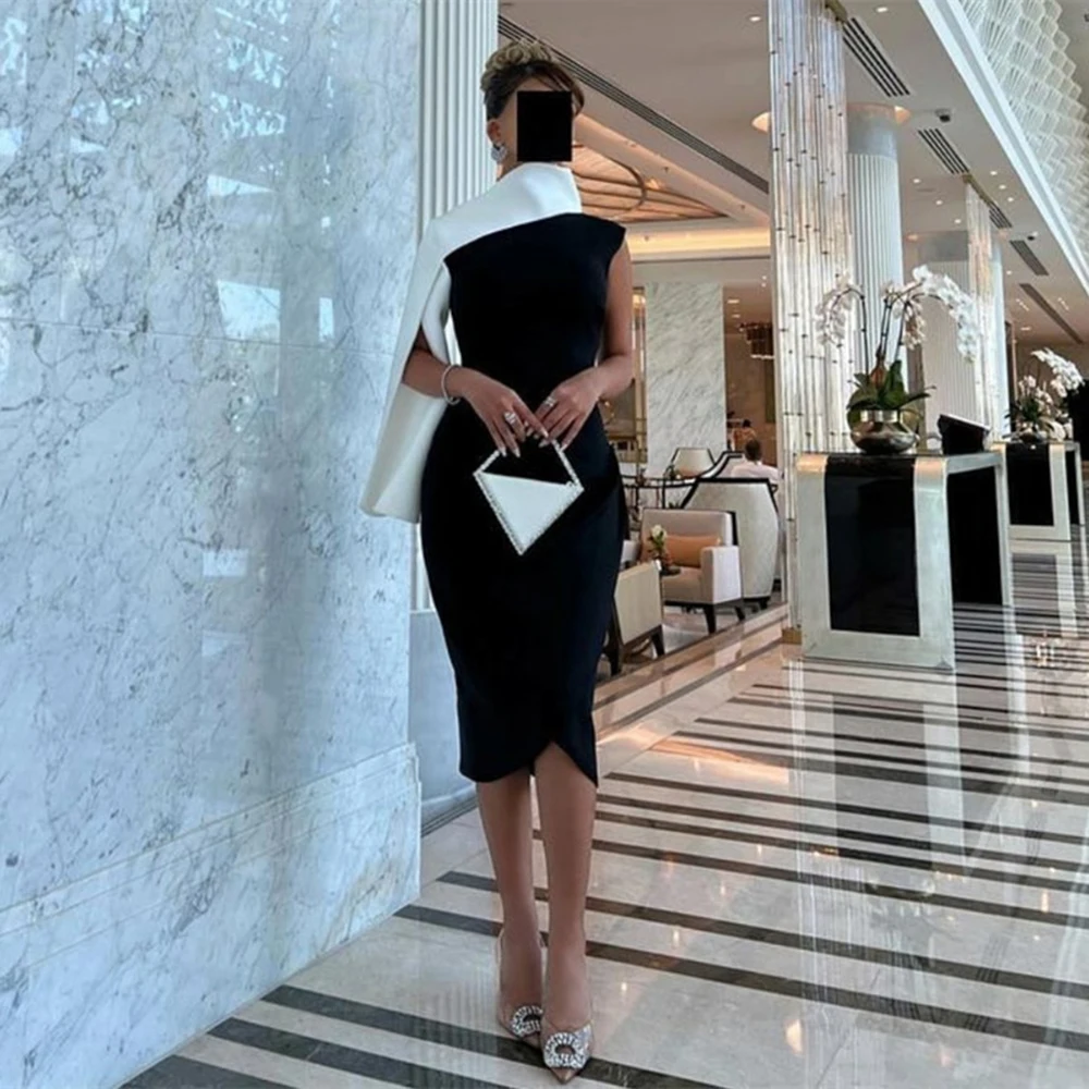 

Elegant Black High Neck Mermaind Taffeta Formal Prom Dresses Ankle-Length Women Evening Party Dress