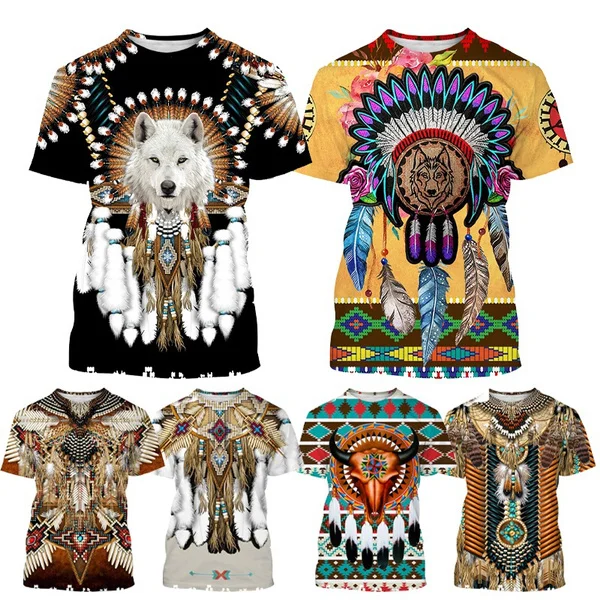 

Summer Unisex Trend Street T-shirt Indian Style 3d Print Short Sleeve Tops