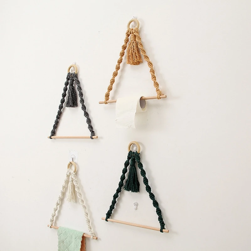 Holder Rope Towel Holder Macrame Paper Towel Hanging For Kitchen Bathroom