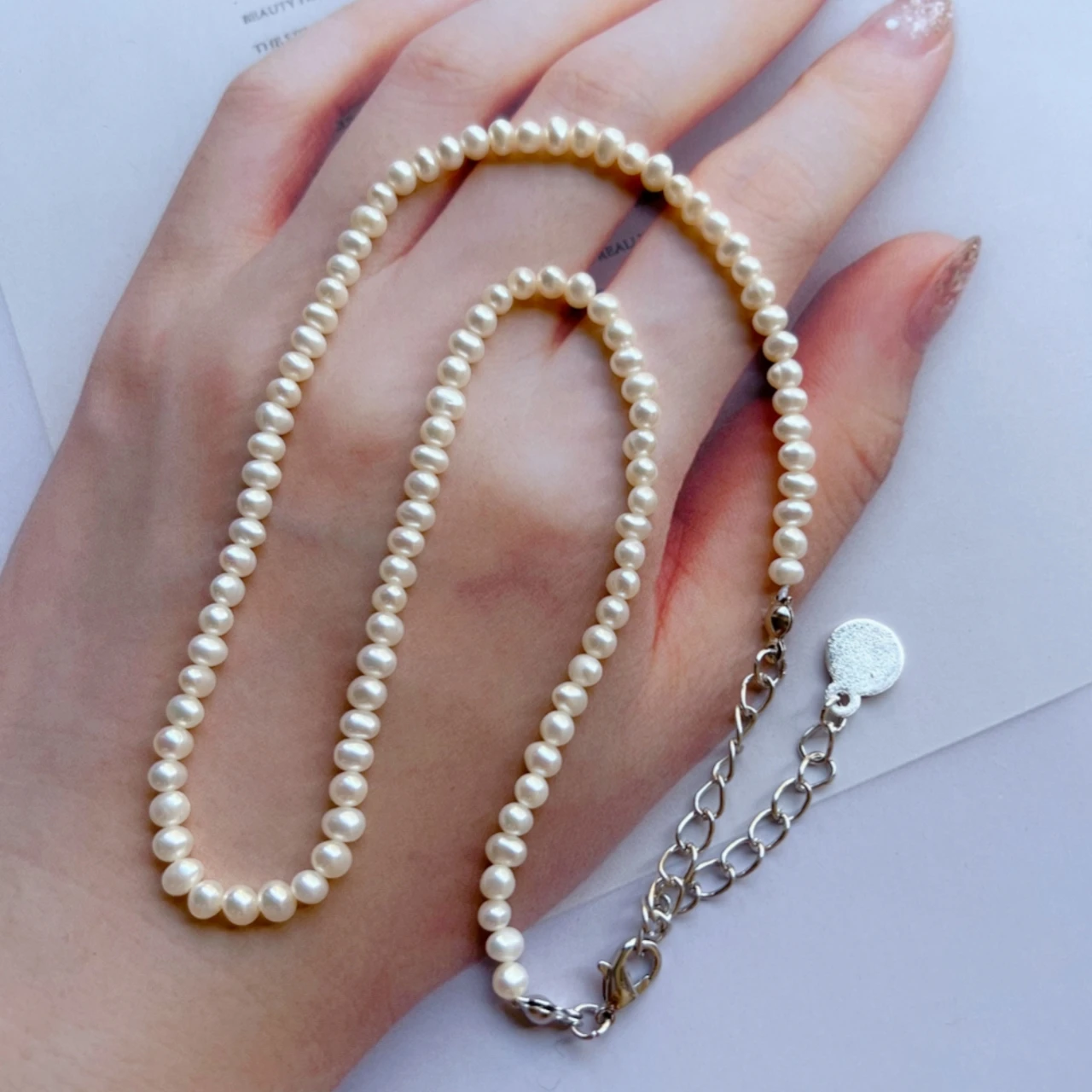 Акция! Ожерелье-чокер женское с натуральным пресноводным жемчугом |