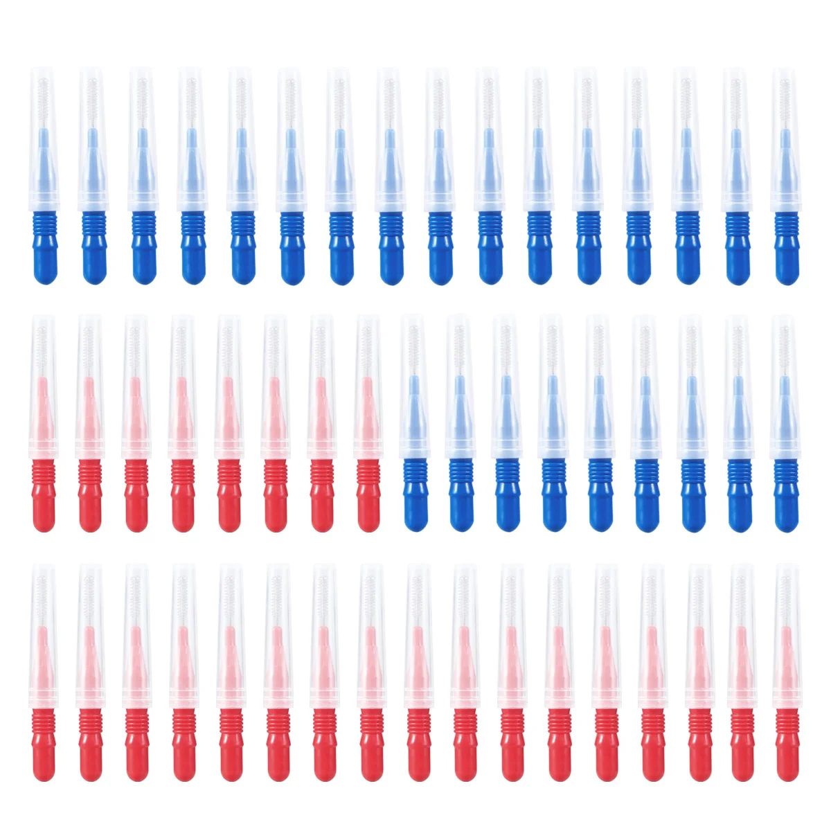 

50pcs Interdental Brush Brush Toothpick Floss Hygiene Brush ( Blue and Red )