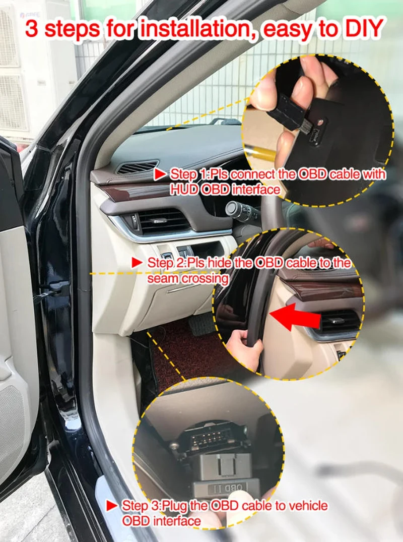 Фото Для Peugeot 205 206 207 208 301 306 307 308 405 406 407 408 508: Автомобильный проектор HUD (Head Up Display) OBD2 GPS USB на лобовое стекло №2