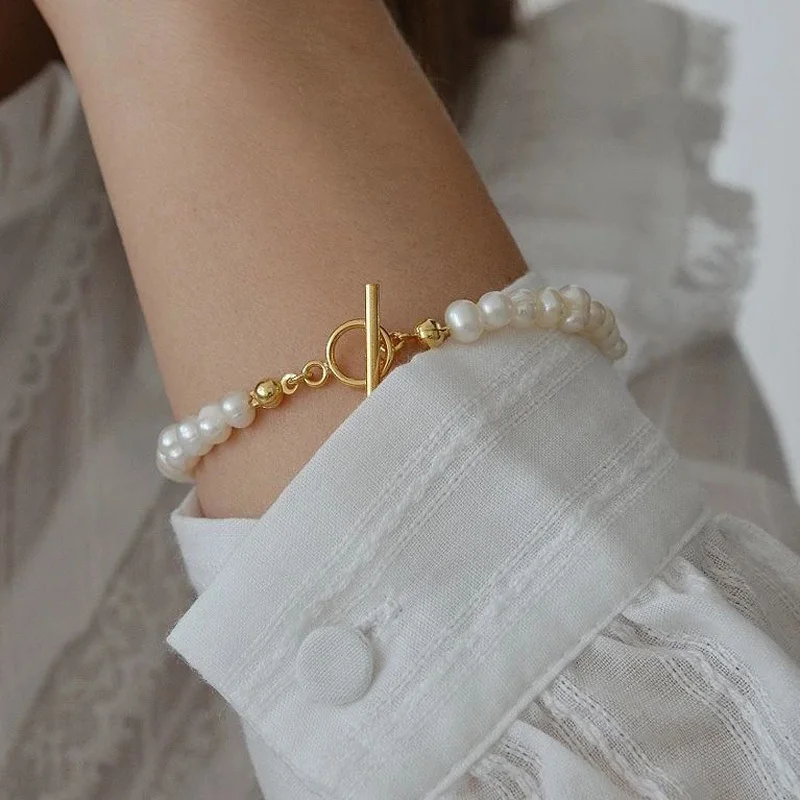 Женский браслет с искусственным жемчугом бусинами 4/6/8/10 мм застежкой Ювелирное