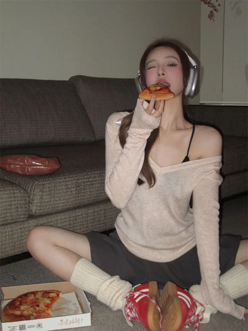 

Женская трикотажная футболка в балетном стиле, тонкие облегающие леггинсы с V-образным вырезом и длинными рукавами для девушек, весна-лето