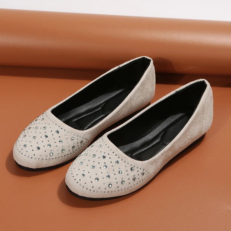 Women's Spring Flats Shoes Round-Toe Slip on Shoes for Women Black Flats Ladies Boat Shoes Women Shoes Zapatos Mujer Size 35-43