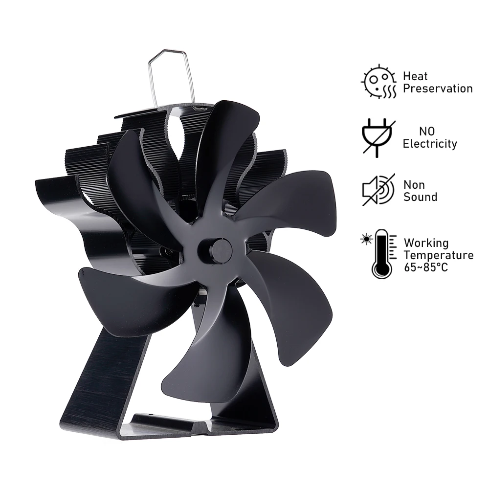 

6 лезвий, рабочая деревянная горелка, экологически безопасная, тихая, эффективная, домашний декор, обогреватель, распределение тепла