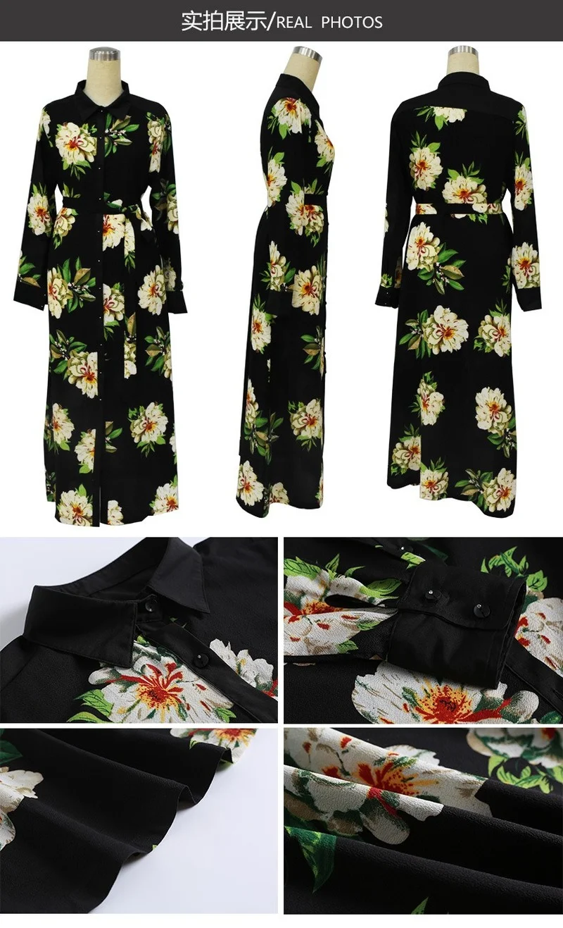 Muslim Dress Muslim Fashion Long Dress Saudi Dubai Button-up Collared Middle East Abaya Turkey Eid Muslim Dress Belt Donsignet