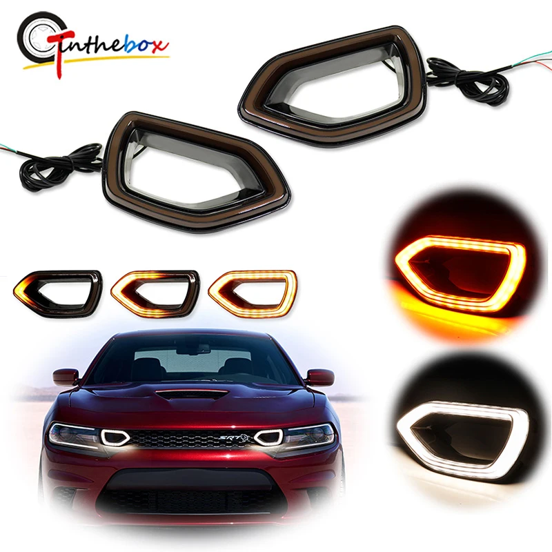 

Двухцветные светодиодные передние указатели поворота DRL для Dodge Charger SRT/Scat Pack и 17-21 Dodge Charger Daytona, SXT и R/T