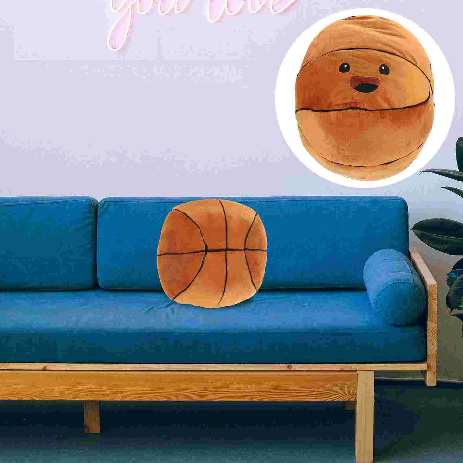 

Basketball Pillow Fluffy Soft Stuffed Cushion Sports Toy Toys Plush Throw Model