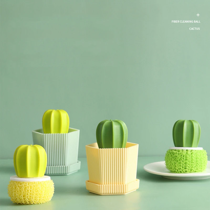 

Kitchen Supplies Creative Cactus Dishwashing Sponge Pan Brush Cleaning Brush Do Not Hurt The Pan Kitchen Gadgets