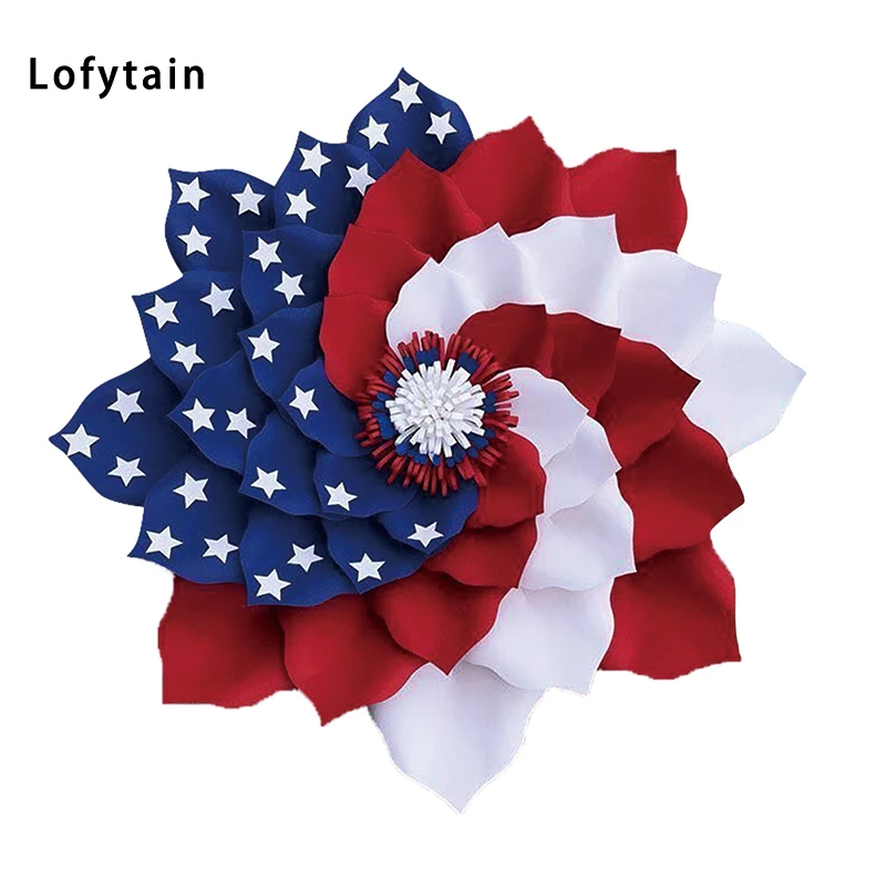 

Patriotic Independence Day Wreath Memorial Day Wreaths for Front Door Festival Celebration All Season Welcome Sign Door Hangers