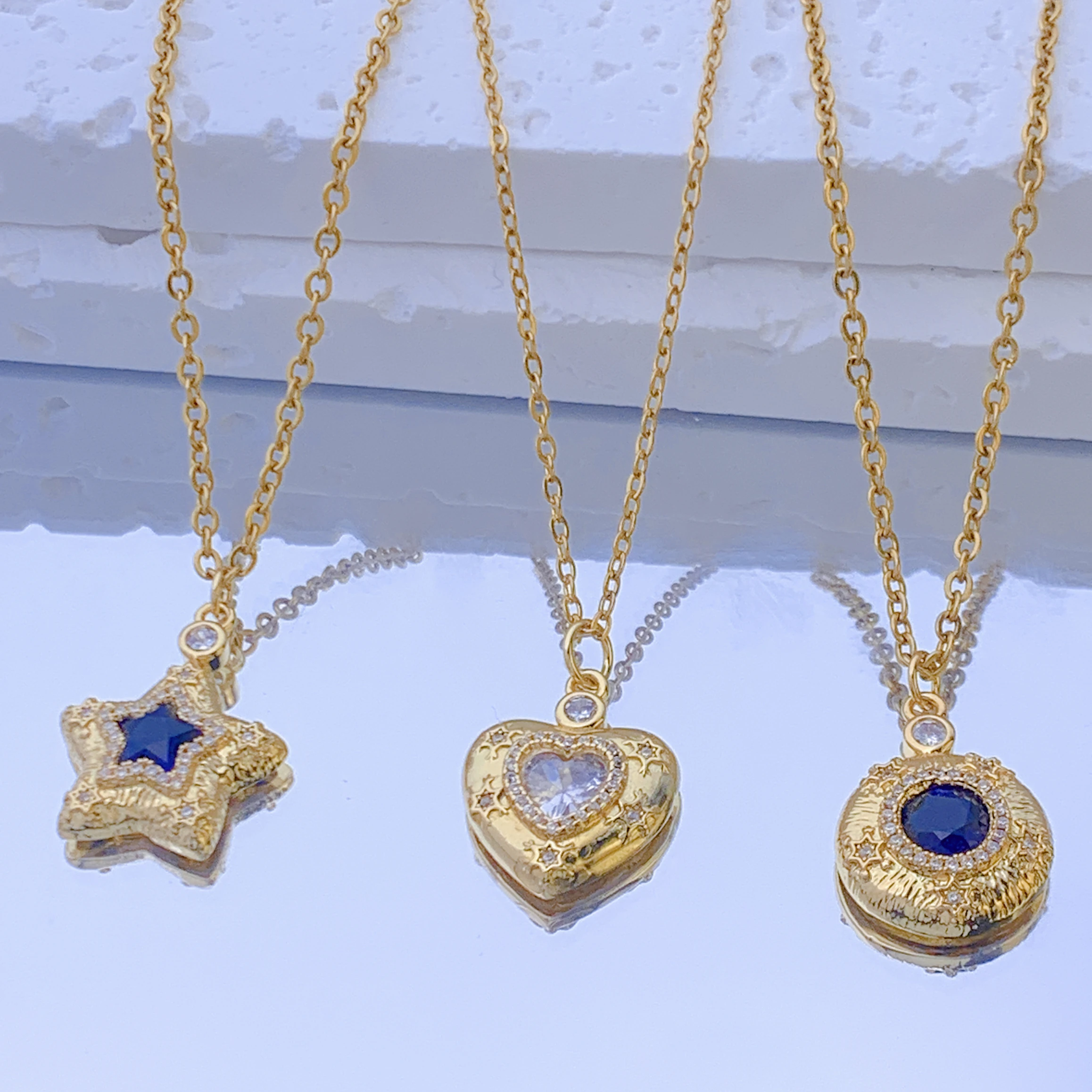 Новые турецкие очаровательные сердца от сглаза синего цвета для женщин ювелирные изделия Звезда Луна круглые золотые серьги ожерелье подвеска праздничные подарки