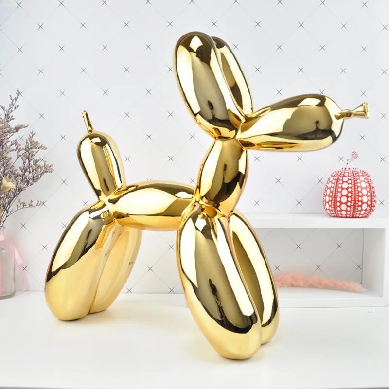 

Resin Animals Statue Figurines Home Decoration Cute Shiny Balloon Dog Shape Sculpture Figurine Desktop Ornaments Craftwork Gifts