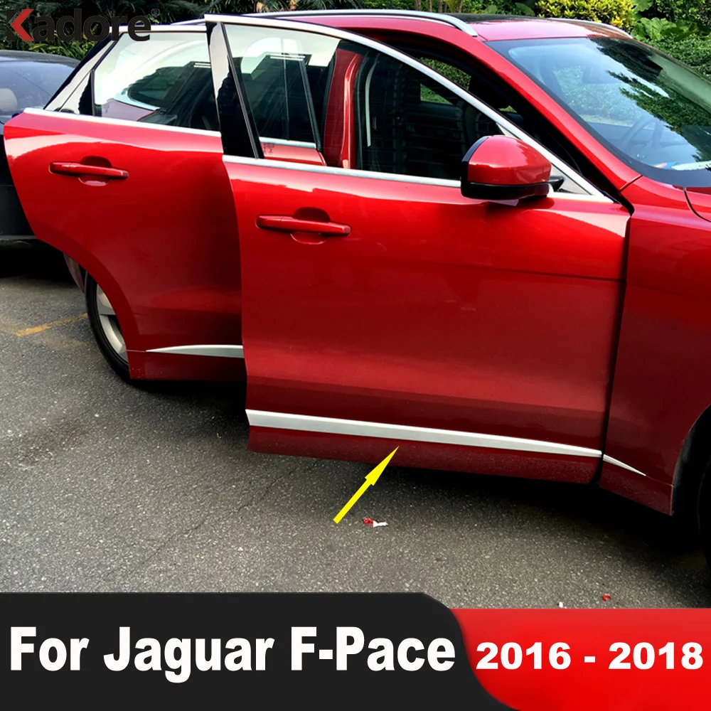

Side Door Body Molding Trim For Jaguar F-PACE 2016 2017 2018 ABS Matte Car Door Panel Streamer Garnish Strip Sticker Accessories