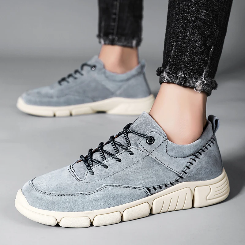 

genuine Leather Shoes Men Casual Sneakers Driving Shoes Men Shoes fashion Moccasins handmade sewing Tooling Shoes men Footwear