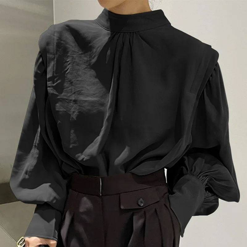 

Модные женские блузки VONDA, большие размеры, плиссированная блузка с ложным воротником, женские уличные рубашки на пуговицах, Повседневная р...