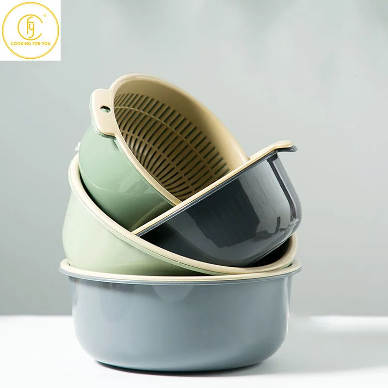 

Plastic Multi-function Double-deck Vegetable Drain Basket Household Kotchen Cabbage Fruit Food Vegetable Storage Cleaning Basin