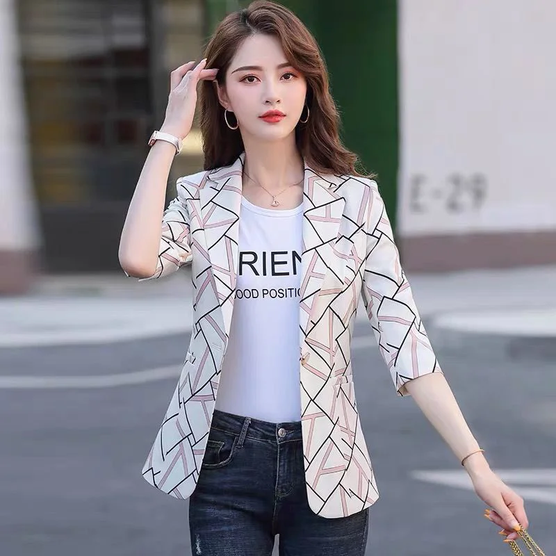 

Spring Summer Women's Blazer Jacket 2022 New Single Button Short Small Suit Jacket Ladies Overcoat Lady Business Office Blazer