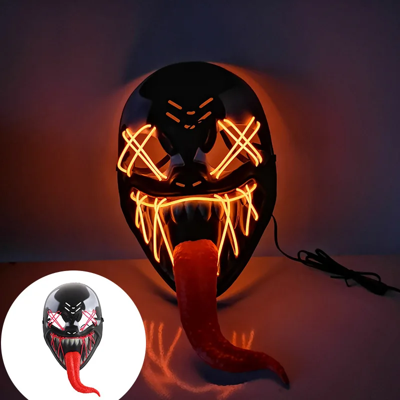 

Halloween LED Glowing Mask Cosplay Venom Mask Horror Cold Light Mask Halloween Festive Party Masquerade Decor Glowing in Dark