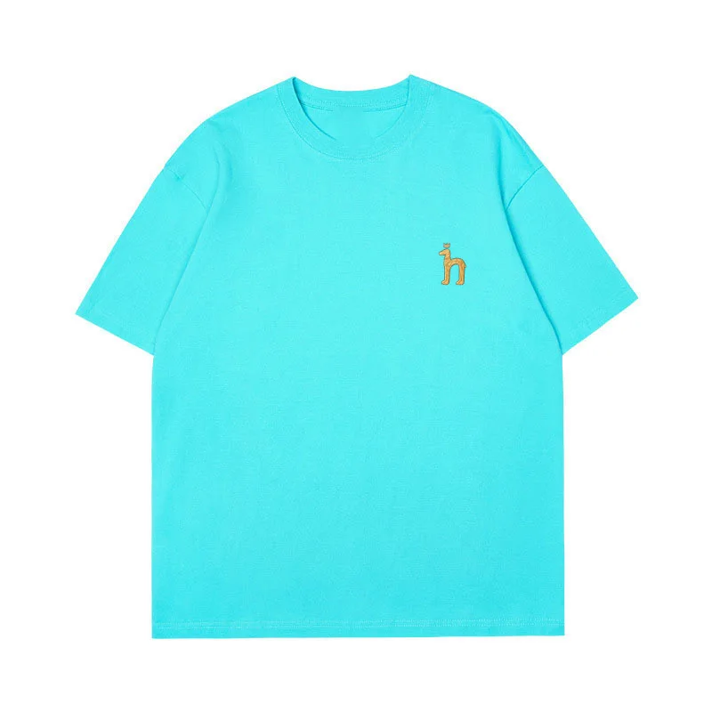 Embroidery T-Shirts for Men Women Short Sleeve 100% Cotton T-shirt Fashion Casual Simple Sports Shirt Loose Tops Tees