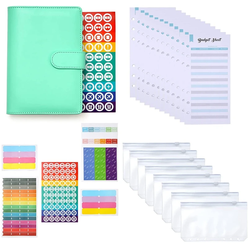 

Budget Binder Macaron A6 PU Leather Loose Leaf Bookkeeping Notebook Creativity Cash Budget Financial Planner Handbook