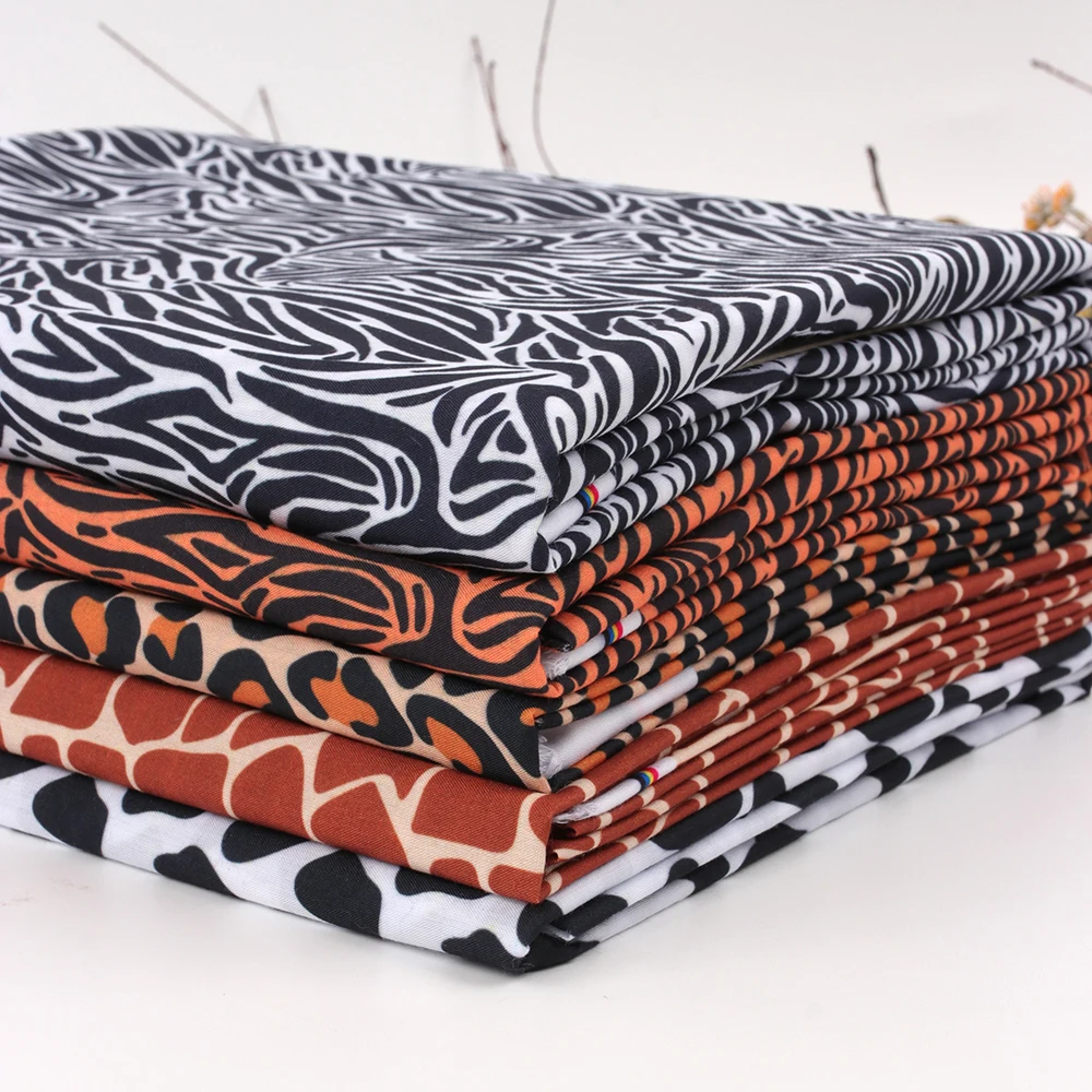 

Polyester Cotton Fabrics By The Meter Leopard Zebra Printed Cloth Sheets Dress Bag DIY Sewing Crafts Home Textile 45*145cm 1pc