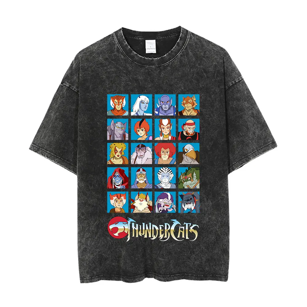 

Cartoon Thundercats T Shirt Men Hip Hop Vintage Washed Oversized Anime T Shirts for Women Streetwear Tees 100% Cotton T-shirt
