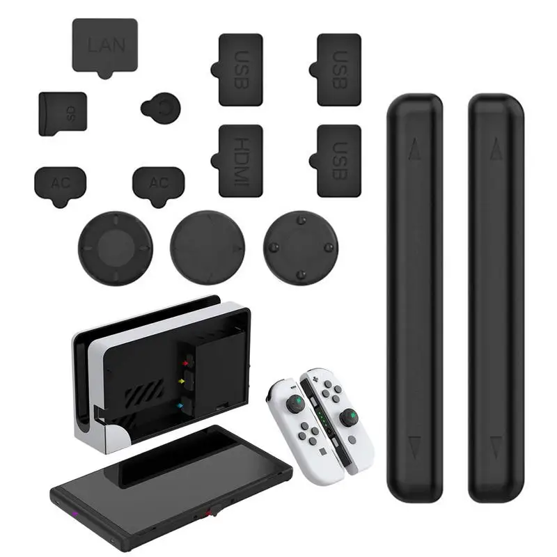 

Black Silicone Dust Plugs Set Interface Anti Dust Cover Dustproof Plug For Game Console Accessories Parts For DOBE Switch.