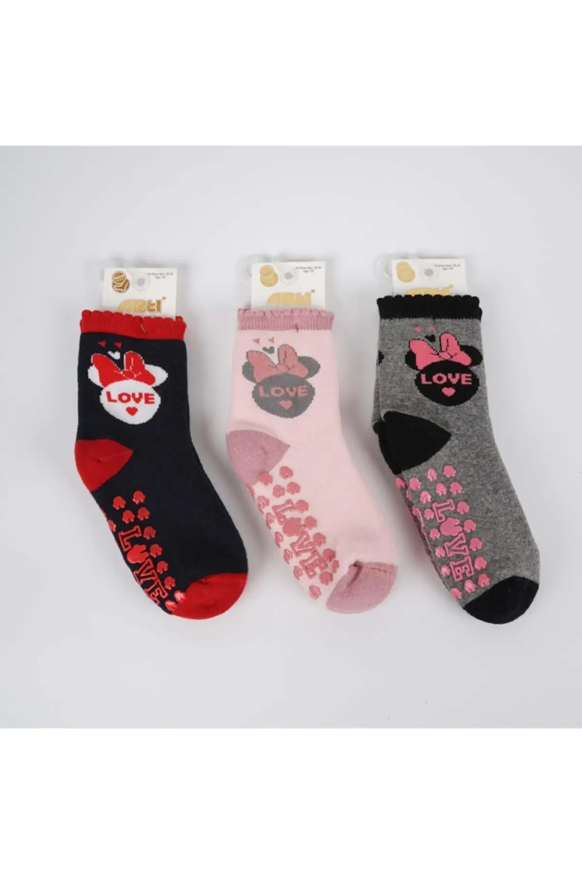 

Muluy non slip sole 3-piece girl towel socks cotton socks navy blue underwear