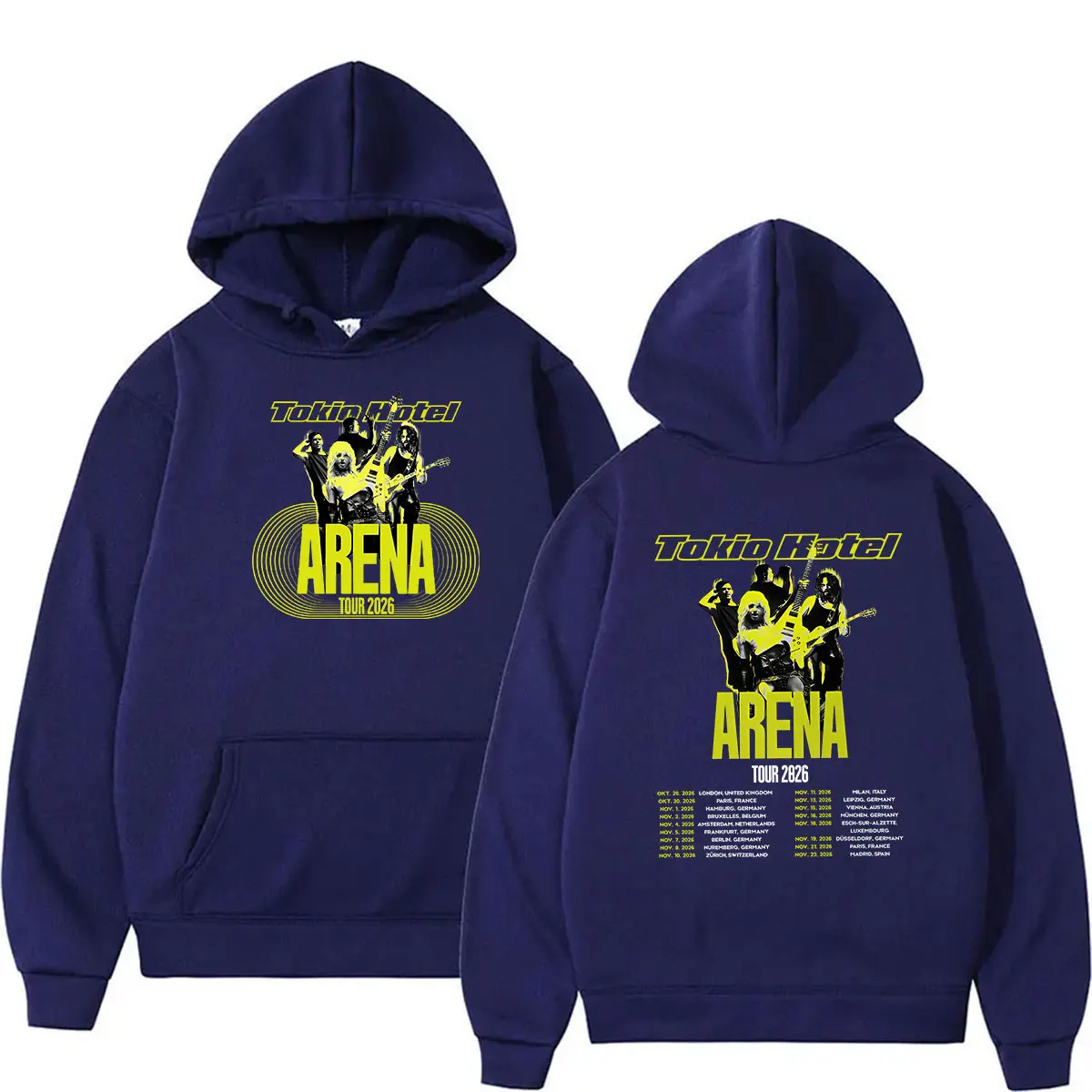Худи мужское в стиле хип-хоп с принтом группы Tokio Hotel Arena Tour 2026, свободный крой, длинный рукав, винтажная модная одежда с капюшоном. (art.: 3920dd12931bd) - 3920dd12931bd